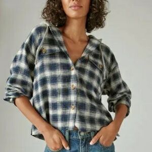 Lucky Brand cropped plaid hoodie.